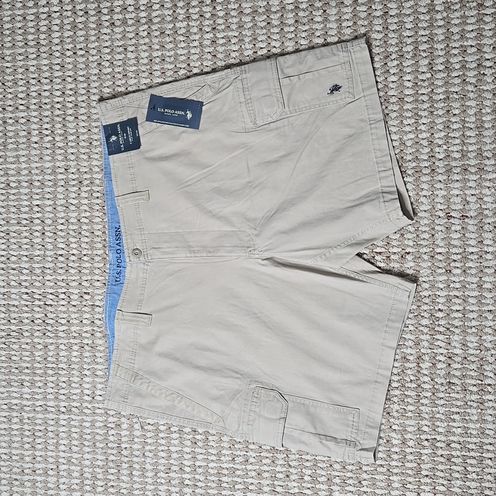 US Polo Assn Cargo Shorts 9.5 Inseam Size 46 Oxford Tan Plus Size Shorts
